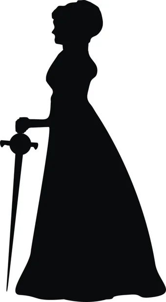 Silhouette of Lucy Knox holding her husband’s sword
